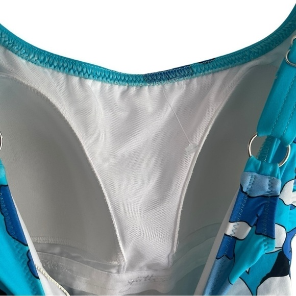 Gottex Floral Art Square Neck One Piece 8 Blue Floral Swimsuit - Picture 6 of 9